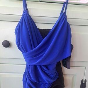 Medium black and blue one piece swimsuit